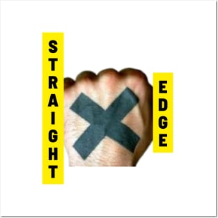 Straight Edge Xed Up Hand hardcore - yellow text Posters and Art